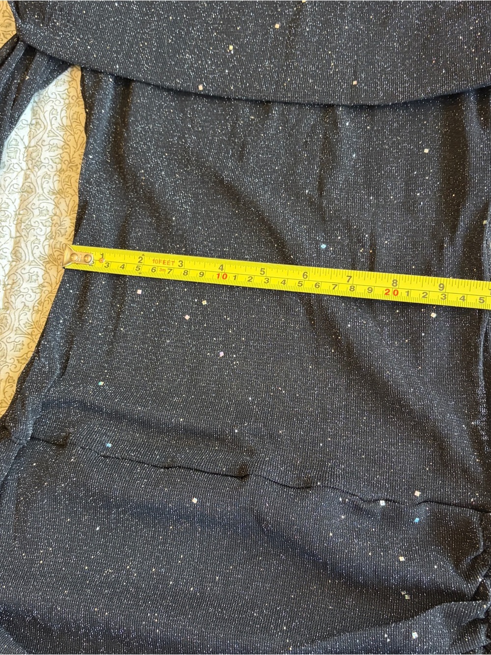 Black Sparkle Off-Shoulder Ruched Mini - Picture 4 of 6